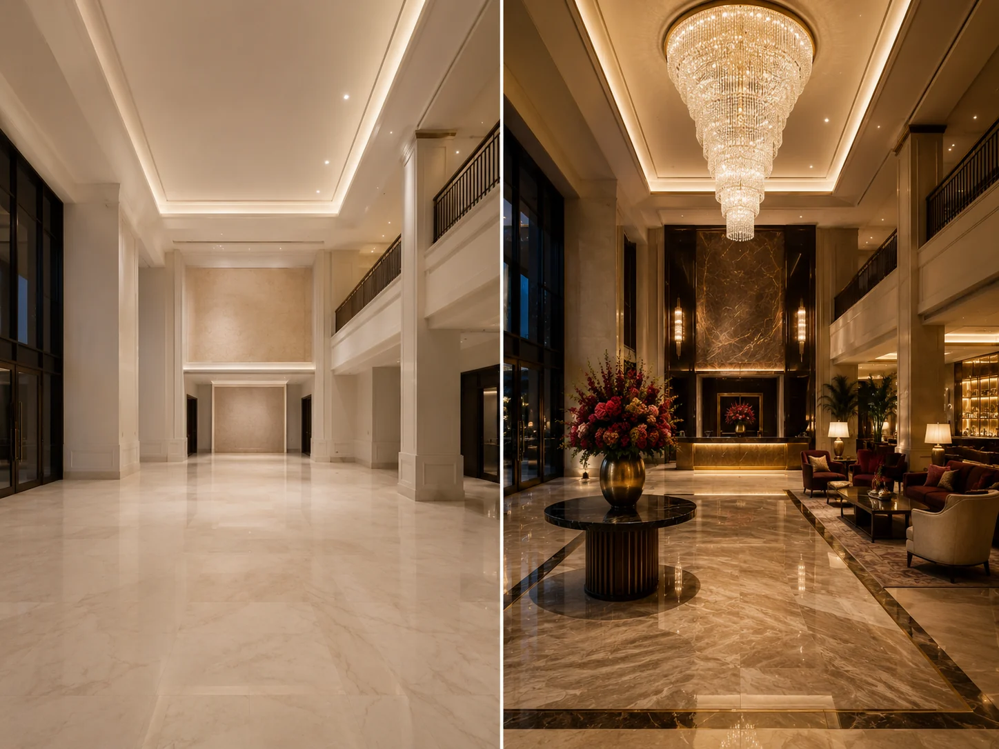 Transformación hotelera antes y después por AL Diseño de Interiores